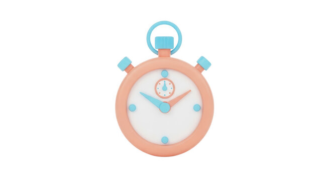 3D stopwatch with light orange casing against a plain white background symbolizing the concept of time management and punctuality for business