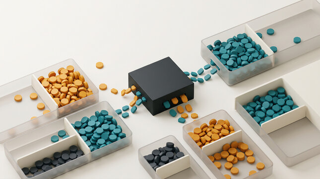 Abstract 3D Concept of Data Sorting and Algorithm Distribution