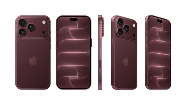 Apple iPhone 18 Pro, Pro Max in different sides, in official Burgundy.