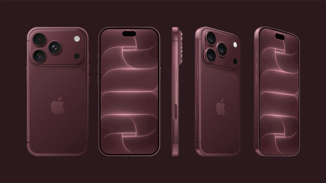 Apple iPhone 18 Pro, Pro Max in different sides, in official Burgundy.