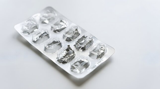 Empty blister pack of pills, representing finished medication or healthcare concepts