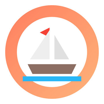 round gradient badge with white brown sailboat icon