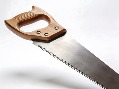 Hand saw with wooden handle for wood cutting