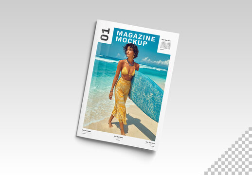 Isolated Magazine Cover on Clean White Background Mockup