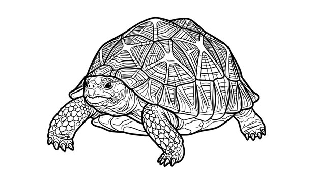 Graphic Indian Star Tortoise Geochelone Elegans Coloring Vector Art