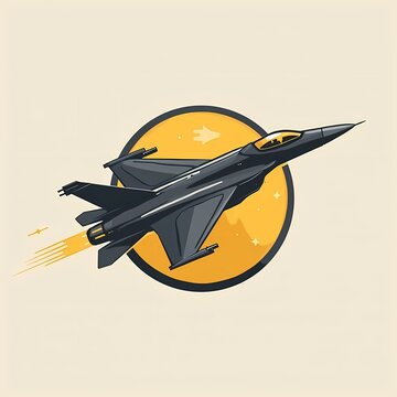 Black Jet Fighter Jet Supersonic Flight Emblem Illustration