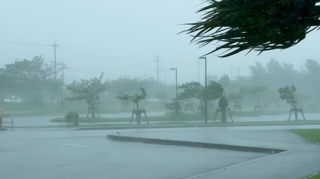 Ferocious Hurricane Wind And Torrential Rain Lash Island As Storm Makes Landfall