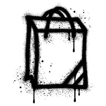 shopping bag graffiti with black spray paint.vector illustration.