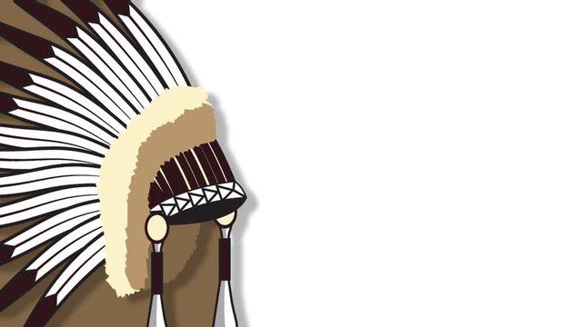 Native American Headdress Graphic Illustration Banner with Copy Space for Heritage Day Celebration.