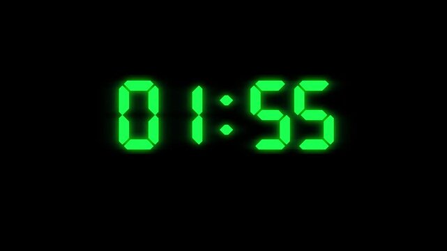 Countdown timer animation of 2 minutes on transparent background with alpha channels, 2 minutes countdown timer animation, countdown video.