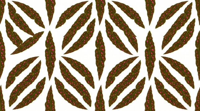 Seamless Rare Begonia Amphioxus Polka Dot Drip Leaf Pattern Background
