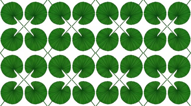 Seamless Rare Licuala Grandis Fan Palm Leaf Pattern Circular Background
