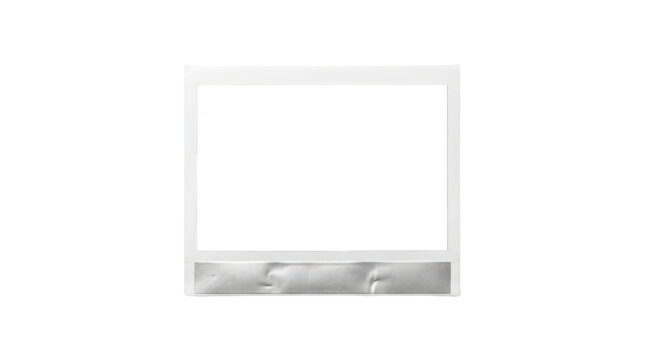 Blank silver polaroid frame isolated on transparent background