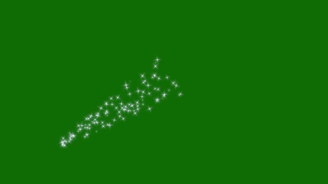 Star sparkle line animation, twinkle glitter sparkles, glowing magic dust fairy overlay, 2d cartoon star motion background, luxury white shimmer line trail effect on green screen. 4k