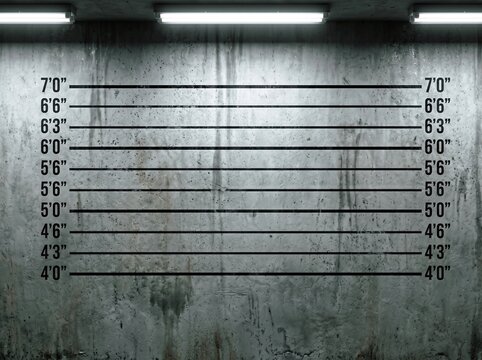 Police Mugshot Wall Background with Overhead Fluorescent Lights
