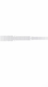 Voice message waveform flowing horizontally on a minimalist white background display. Gray lines animate dynamically to represent sound frequency tracking during a running podcast. Visual