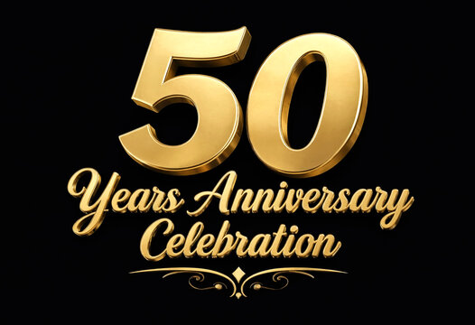 Golden fifty years anniversary celebration design with elegant typography