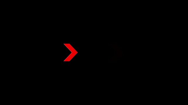 Red neon arrow indicator animation showing progress and fast forward motion