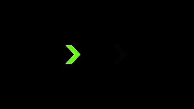 Animated green right arrow pointer showing speed, progress, and direction