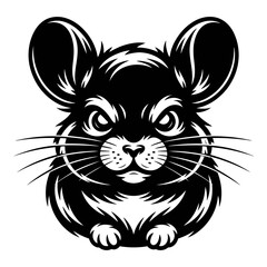 Fototapeta premium Detailed hamster head illustration features a striking black silhouette