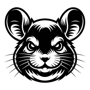 Detailed mouse head illustration features a striking black silhouette