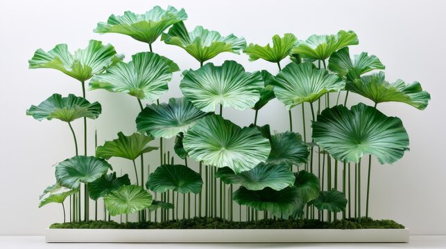 Lush Green Tropical Leaves Arrangement with Vibrant Textures and Colors