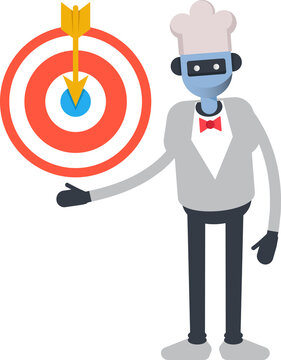 Robot Humanoid Chef Character Holding Dart
