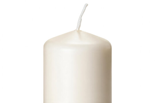 Unlit Cream Colored Pillar Candle with Wick