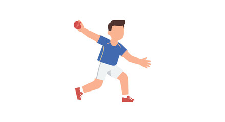 Fototapeta premium A cricket player prepares to bowl in a flat vector illustration