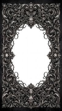 Dark gothic vertical frame with demon faces, skulls and thorns