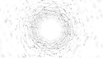 Obraz premium Futuristic dynamic dotted tunnel on white background. Digital data flow. Progressive IT technologies. 3d rendering. 