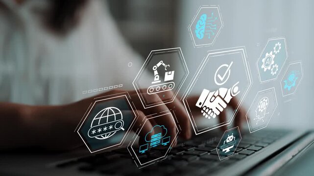 Innovative Technology Interface with Robotic Automation, Digital Icons, and Online Connectivity Representing Modern Business Strategies and Research Methods. Entropy.