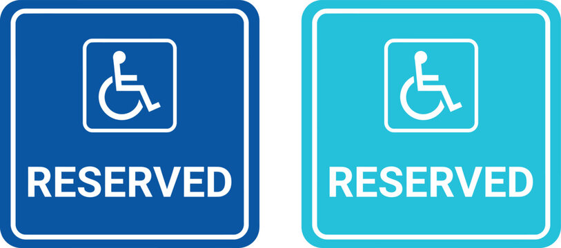 Reserved accessibility parking space signs with wheelchair icon
