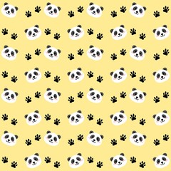 Seamless pattern with cute panda faces. Smilling panda Face seamless background. Kawaii panda pattern background. Cute Baby Panda Faces Repeating Background. Cute Baby Animal Illustration Background © Stock Arza