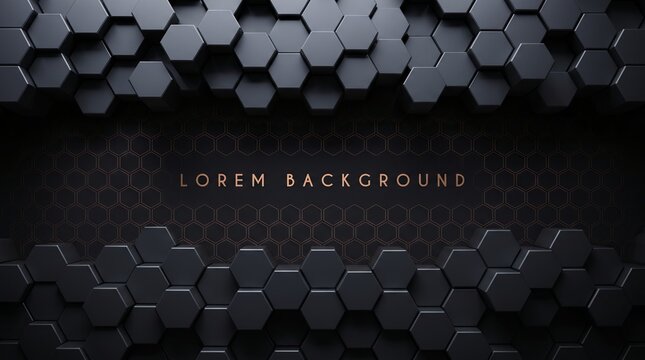 Abstract dark background with 3D black hexagonal structures hexagonal pattern geometric background black texture 3D structure abstract design tech background modern architect