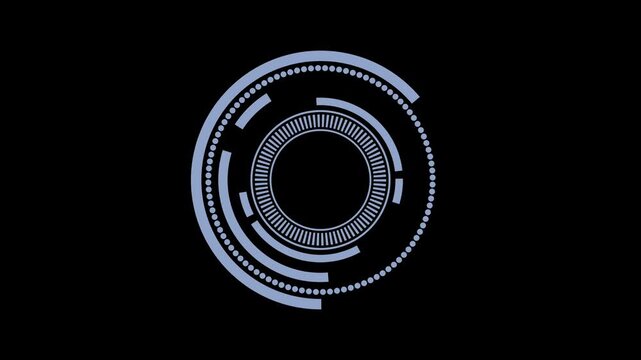 Circular HUD element animation glows with light blue lines. Radar target coordinates guide this circular HUD element. Surveillance systems monitor the active circular HUD element.