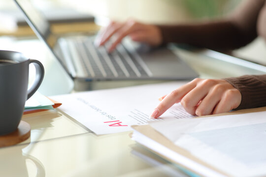 Office worker hands following tips to use ai online