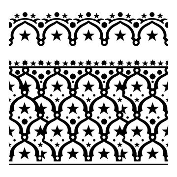 Black and white ogee arch pattern with stars for festive decor