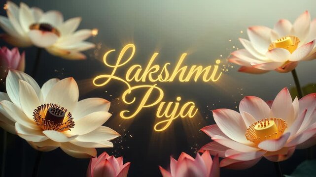 Lakshmi Puja greeting with floral decoration