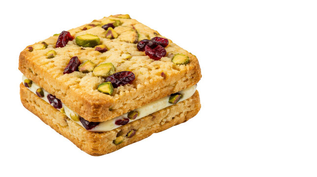 Pistachio Cranberry Sandwich Cookie with Cream Filling
