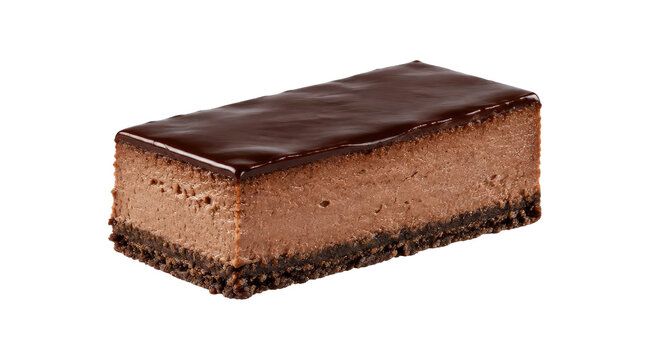 Rectangular Slice of Chocolate Cheesecake with Ganache Glaze Topping