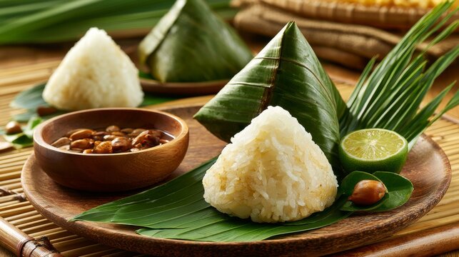 Delicious Asian Rice Dumplings with Fresh Lime and Sauce