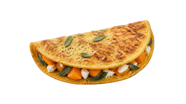 Savory Crepe with Roasted Pumpkin and Goat Cheese Isolated