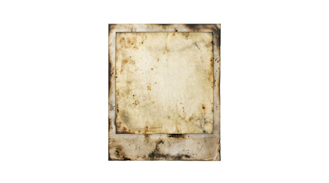 Blank aged polaroid photo isolated on transparent background