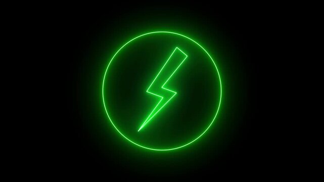 Glowing green lightning bolt power icon