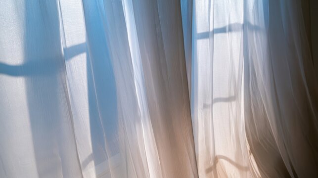 Soft Light Streaming Through Sheer Curtains in a Sunlit Room
