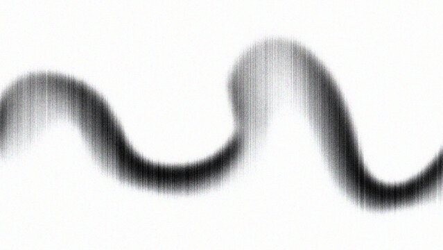 A grayscale wavy line extends across a white background creating an abstract visual element wave