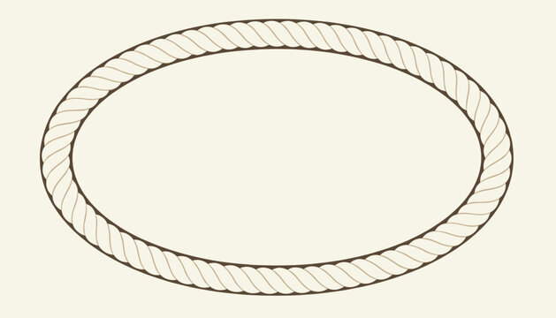 Beautiful oval rope frame with a classic marine nautical border design isolated on a clean light background.