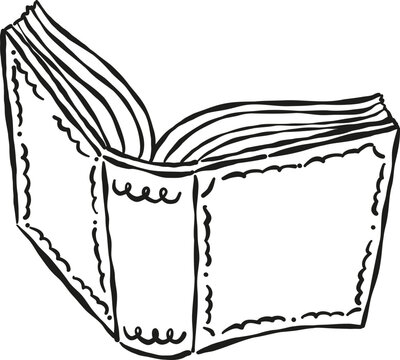 Hand drawn an Open Book Outline Illustration