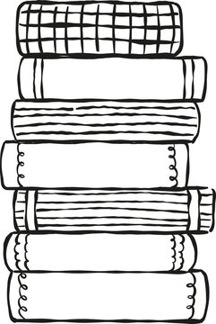 Hand drawn Stack of Books Outline Illustration